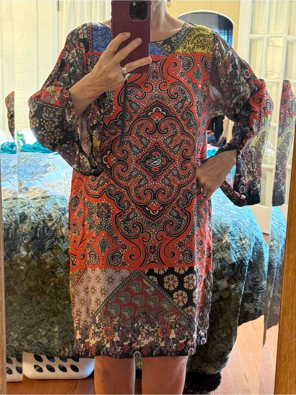 Johnny Was all Silk Paisley Print Dress